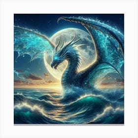 Blue Dragon In The Ocean 2 Canvas Print