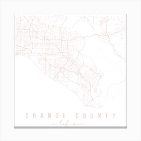 Orange County California Light Pink Minimal Street Map Square Canvas Print