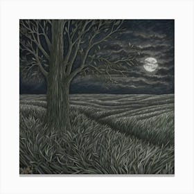 Full Moon In The Field Canvas Print