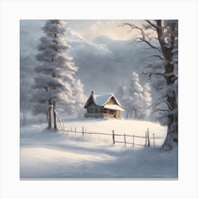 5546 Snowy Winter Wonderland With A Lone Cabin In The D Xl 1024 V1 0 Canvas Print