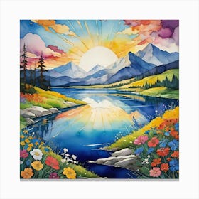 Sunset By The Lake Canvas Print