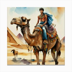 Egyptian Man On Camel 1 Canvas Print
