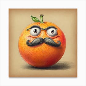 Orange With Mustache 20 Canvas Print