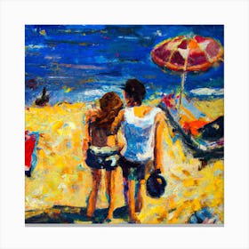 Couple On The Beach 1 Canvas Print