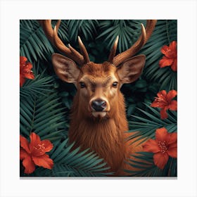 Deer In The Jungle Canvas Print