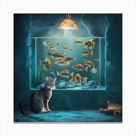 Cat In A Fish Tank Canvas Print