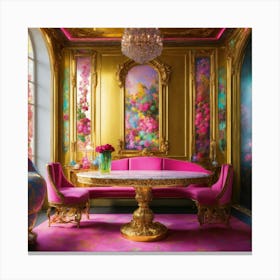 Pink And Gold Dining Room Canvas Print