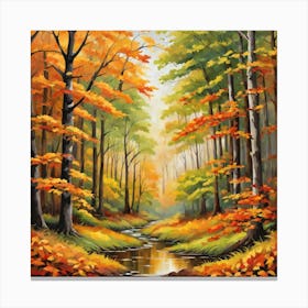 Forest In Autumn In Minimalist Style Square Composition 200 Canvas Print