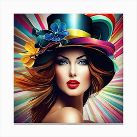 Girl In A Hat 5 Canvas Print