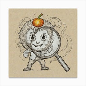 Pumpkin And A Magnifying Glass Canvas Print