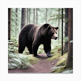 Brown Bear In The Forest 1 Canvas Print