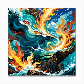 Fire In The Sea Canvas Print