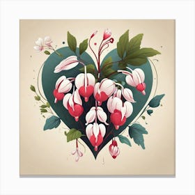 Flowers of Bleeding heart, Vector art 1 Canvas Print