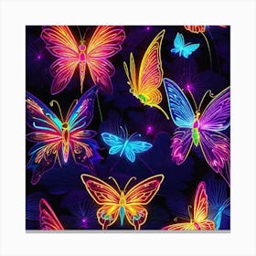 Neon Butterflies Canvas Print