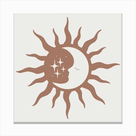 Sun And Moon - Boho Style - Mocha Mousse Color Palette Canvas Print