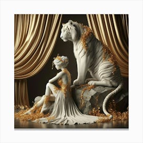 Tiger And Woman 1 Canvas Print