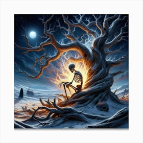 Skeleton In The Tree Canvas Print
