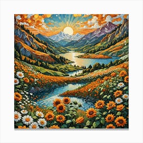 Sunflowers In The Valley 1 Canvas Print