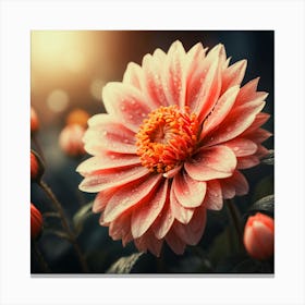 Pink Dahlia Flower Canvas Print