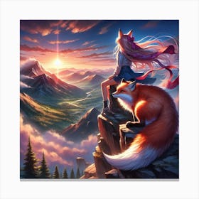 Foxlady on top of the mountain Canvas Print