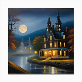 Manor By The Water Canvas Print