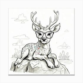 Deer With Glasses 3 Canvas Print