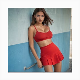 Girl In Red Canvas Print