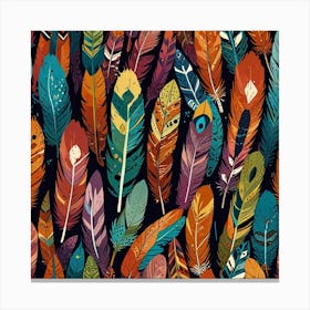 Colorful Feathers Seamless Pattern 1 Canvas Print