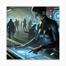 A Sci Fi Scene Showcasing Lyra Valen Espionage Canvas Print