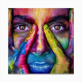 Portrait Of A Woman With Colorful Paint Canvas Print