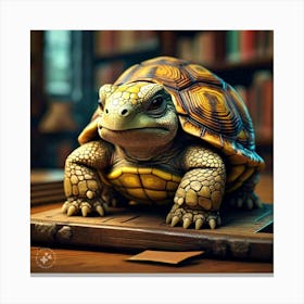 The Tortoise Looking Clever And Determined Canvas Print