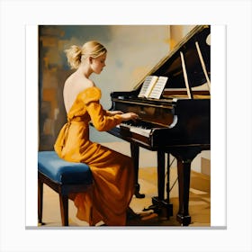 Woman Playing The Piano Canvas Print