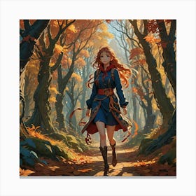 Girl In The Forest Canvas Print