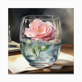 Peony In Water Canvas Print