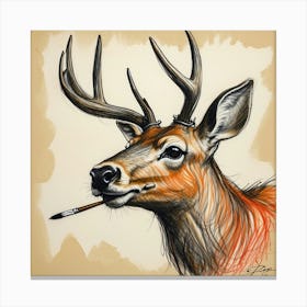 Deer With A Pipe Canvas Print