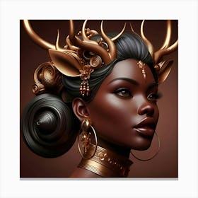 An Image Of A Beautiful Lady Buck In 3D Rendered Art Canvas Print