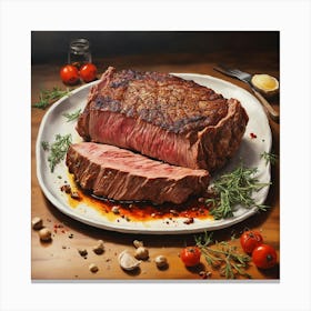 Steak On A Plate Canvas Print