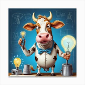 Cow With Light Bulb 1 Canvas Print