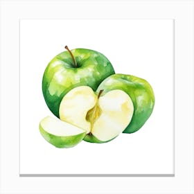 Green Apples Watercolor Painting Canvas Print