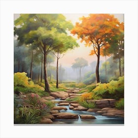 Stream In The Forest Canvas Print