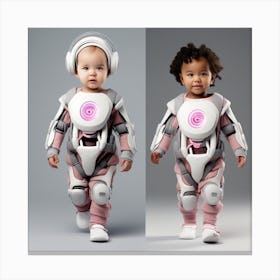 Two Children Dressed As Robots 1 Canvas Print