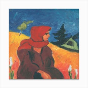 Village Girl In A Red Scarf By Zolo Palugyay Canvas Print