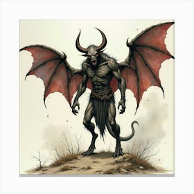 Demon In A Watercolor Apocalyptic Setting 1 Canvas Print