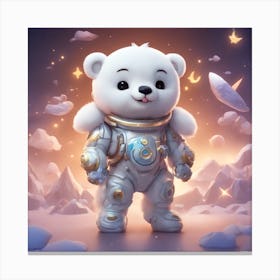 A Super Cute Chibi Zodiac Bear, In The Universe, With Snowwhite Shiny Fur, Happy Smile, Happy Smile, (1) 1 Canvas Print