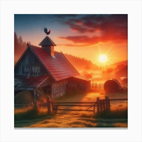 Farm at Sunrise 1 Canvas Print