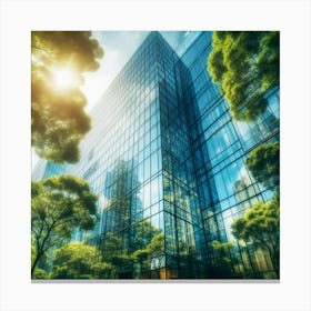 Modern Office Building With Trees Canvas Print