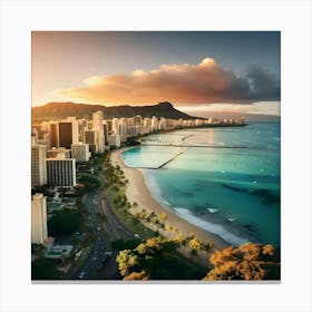 Aerial View Of Honolulu Canvas Print