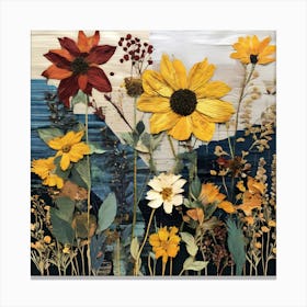 Wildflowers, Produce An Eclectic Collage Combining Calligraphy Textured Paint Swatches And Cut Out Elements Canvas Print