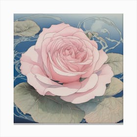 Pink Rose on a Lilly Canvas Print