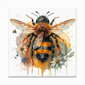Bee Painting, Buzzing Bees in Watercolor Insects Canvas Print